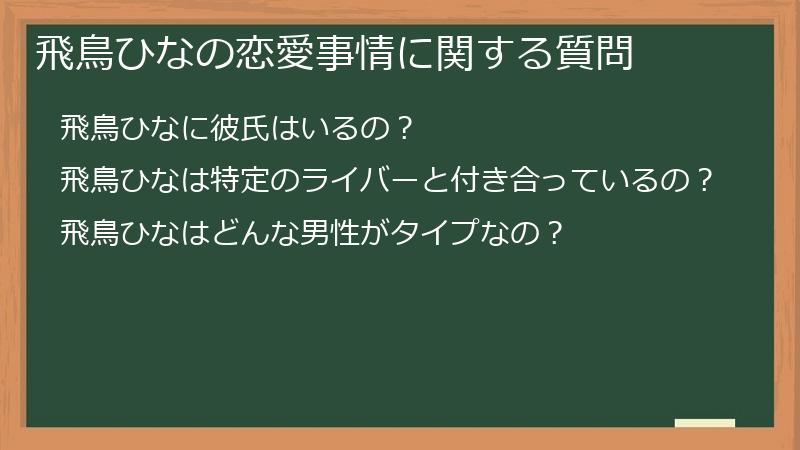 飛鳥ひなの恋愛事情に関する質問