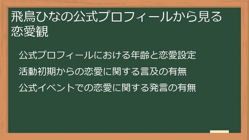 飛鳥ひなの公式プロフィールから見る恋愛観