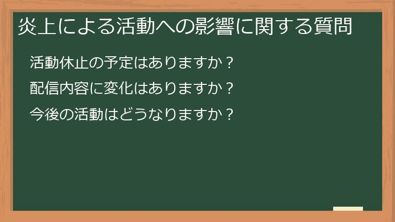 炎上による活動への影響に関する質問