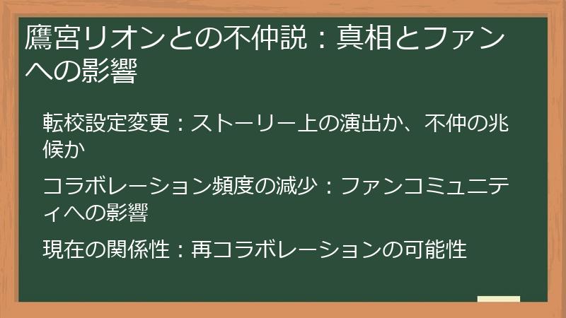 鷹宮リオンとの不仲説：真相とファンへの影響