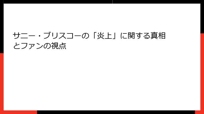 サニー・ブリスコーの「炎上」に関する真相とファンの視点