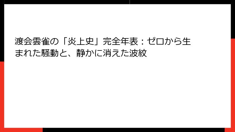 渡会雲雀の「炎上史」完全年表：ゼロから生まれた騒動と、静かに消えた波紋