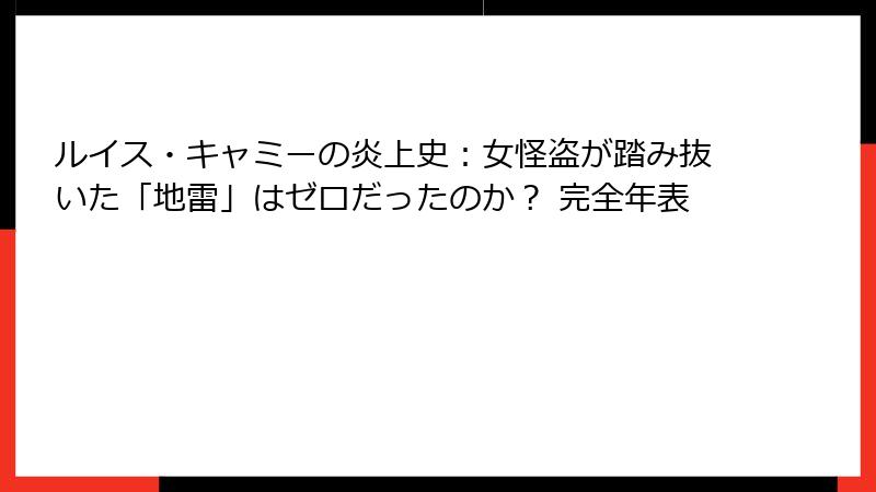 ルイス・キャミーの炎上史:女怪盗が踏み抜いた「地雷」はゼロだったのか? 完全年表