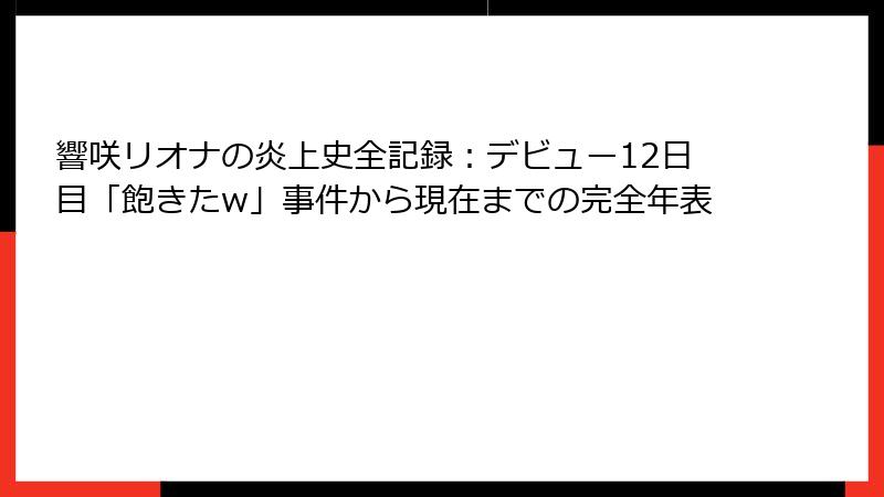 響咲リオナの炎上史全記録:デビュー12日目「飽きたw」事件から現在までの完全年表