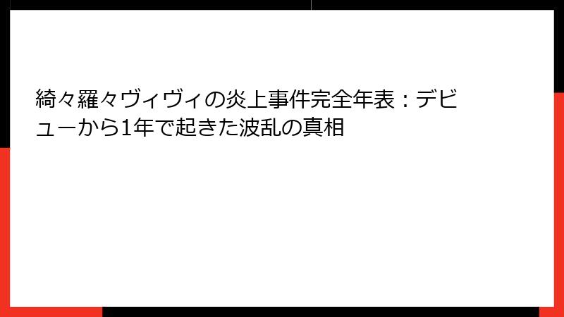 綺々羅々ヴィヴィの炎上事件完全年表：デビューから1年で起きた波乱の真相