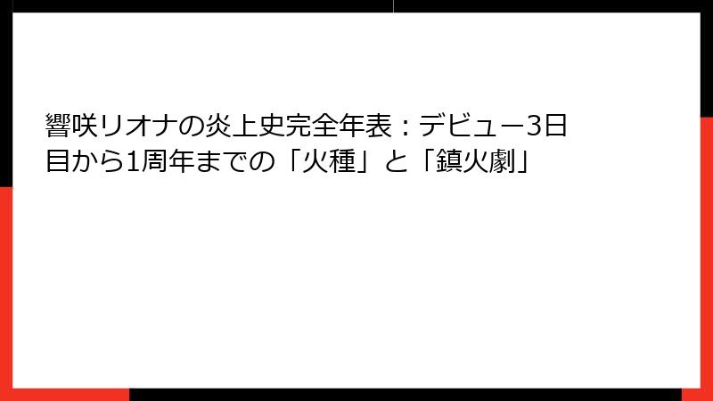 響咲リオナの炎上史完全年表:デビュー3日目から1周年までの「火種」と「鎮火劇」
