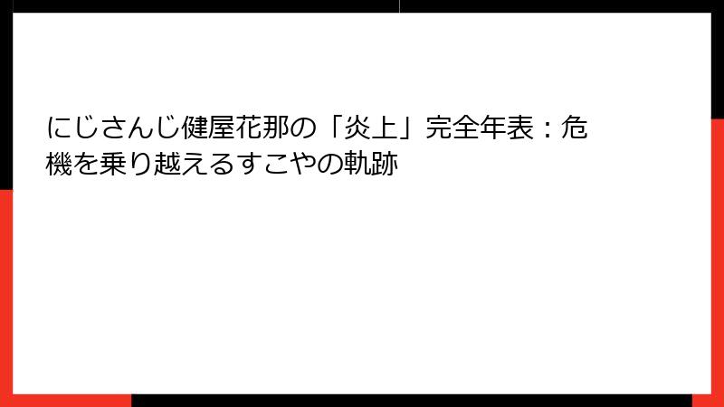 にじさんじ健屋花那の「炎上」完全年表：危機を乗り越えるすこやの軌跡