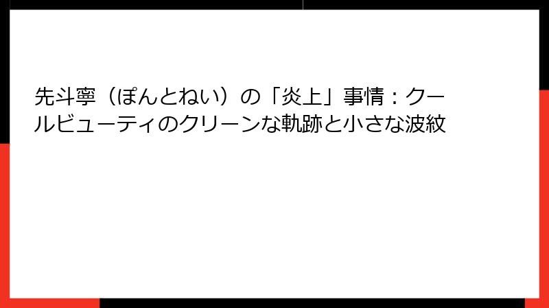 先斗寧（ぽんとねい）の「炎上」事情：クールビューティのクリーンな軌跡と小さな波紋