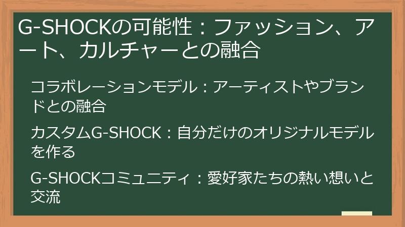 G-SHOCKの可能性：ファッション、アート、カルチャーとの融合