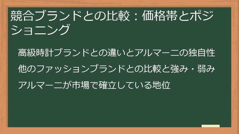 競合ブランドとの比較：価格帯とポジショニング