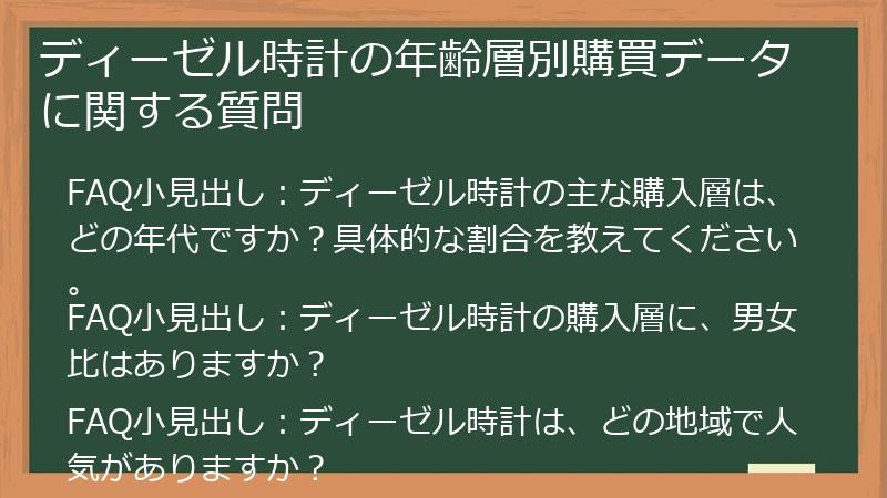 ディーゼル時計の年齢層別購買データに関する質問