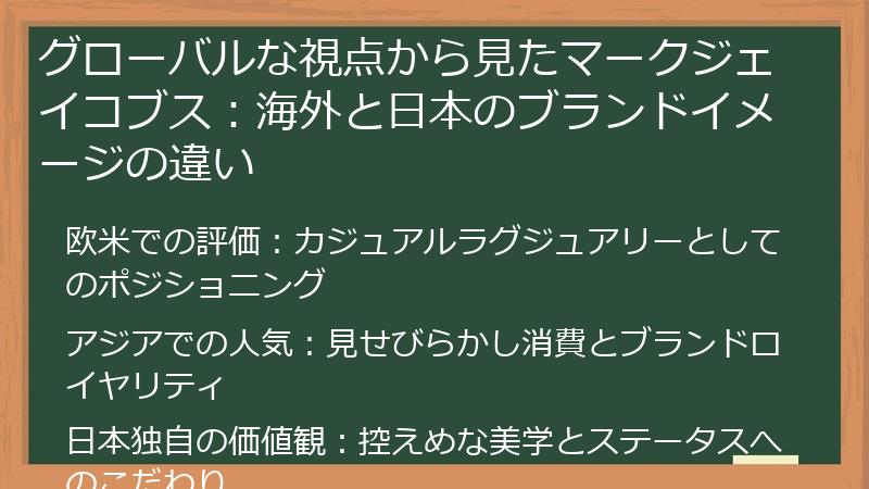 グローバルな視点から見たマークジェイコブス：海外と日本のブランドイメージの違い