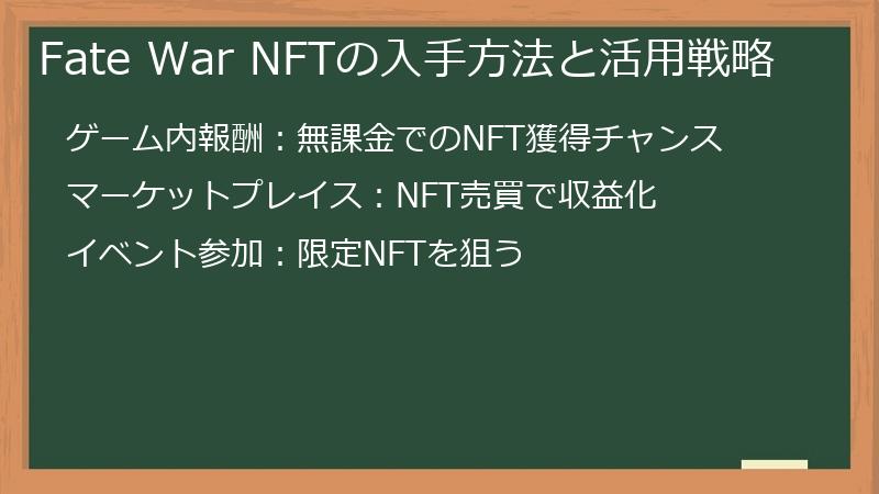Fate War NFTの入手方法と活用戦略