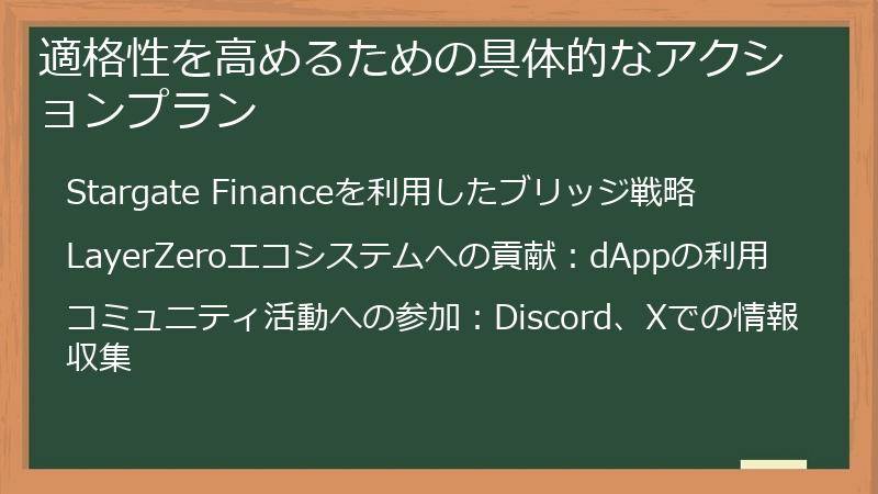適格性を高めるための具体的なアクションプラン