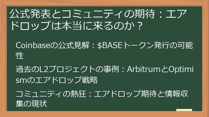 公式発表とコミュニティの期待：エアドロップは本当に来るのか？
