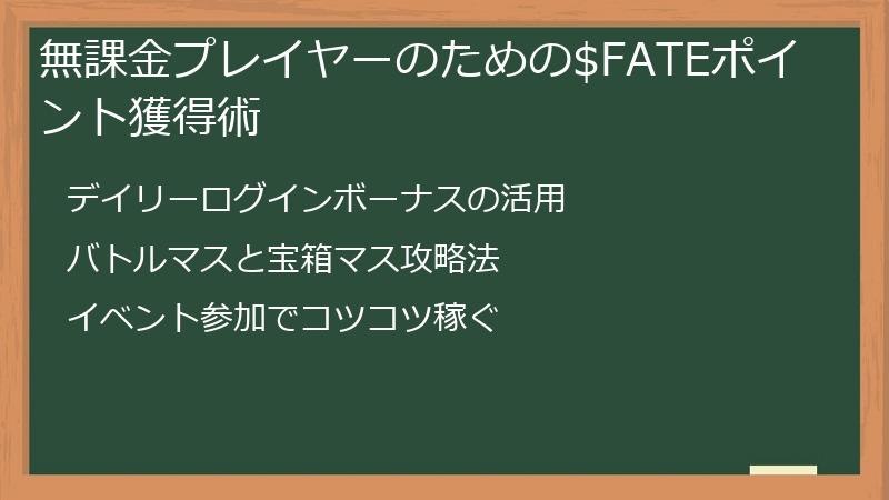 無課金プレイヤーのための$FATEポイント獲得術