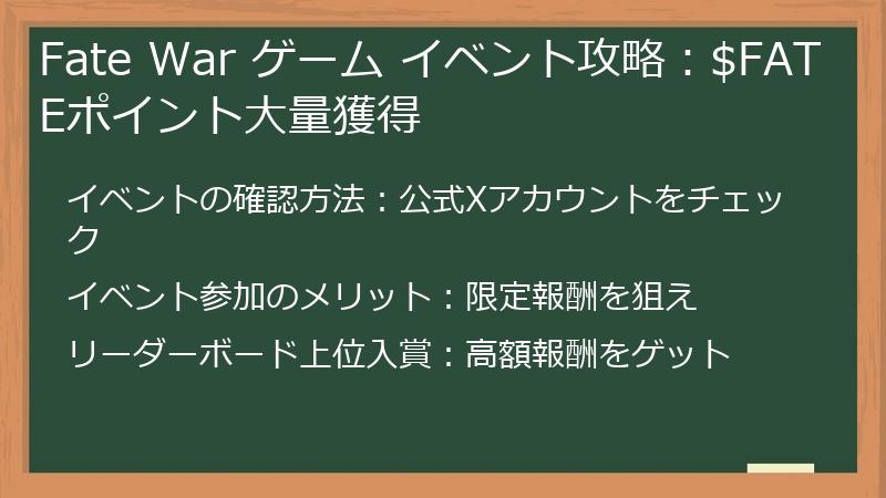 Fate War ゲーム イベント攻略：$FATEポイント大量獲得