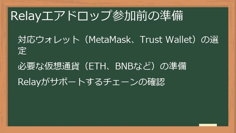 Relayエアドロップ参加前の準備