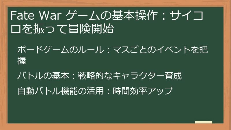 Fate War ゲームの基本操作：サイコロを振って冒険開始