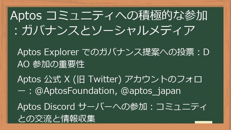 Aptos コミュニティへの積極的な参加：ガバナンスとソーシャルメディア