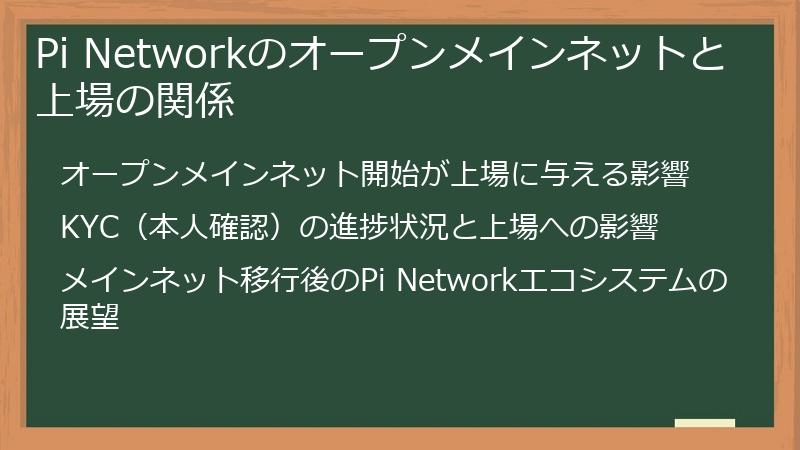Pi Networkのオープンメインネットと上場の関係