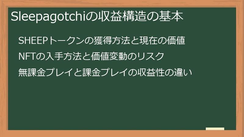 Sleepagotchiの収益構造の基本