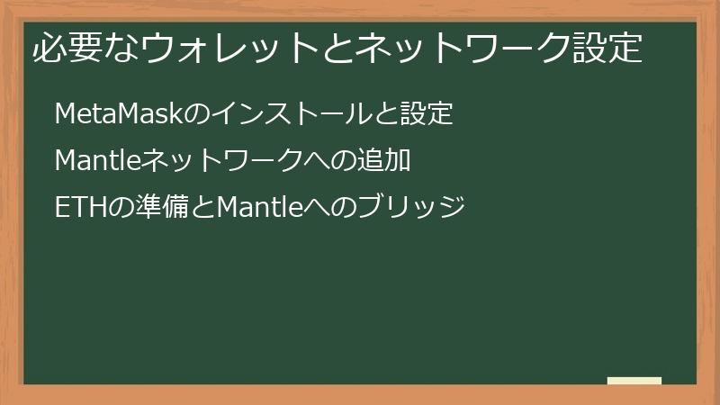 必要なウォレットとネットワーク設定