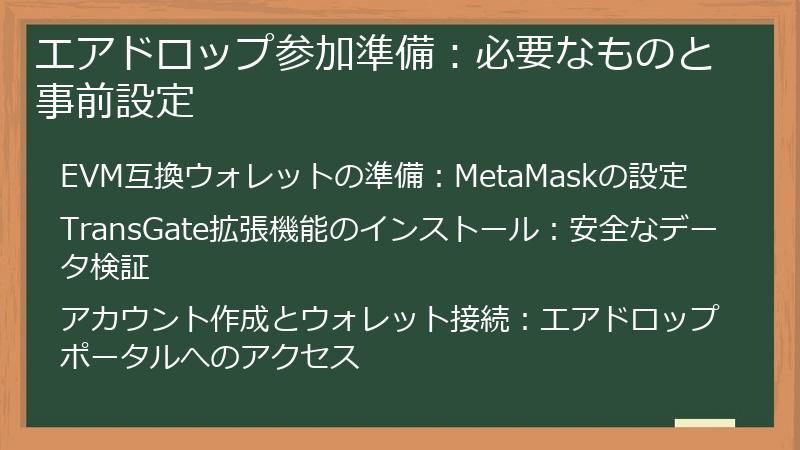 エアドロップ参加準備：必要なものと事前設定