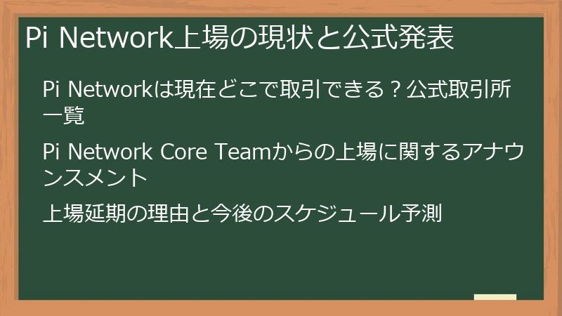 Pi Network上場の現状と公式発表
