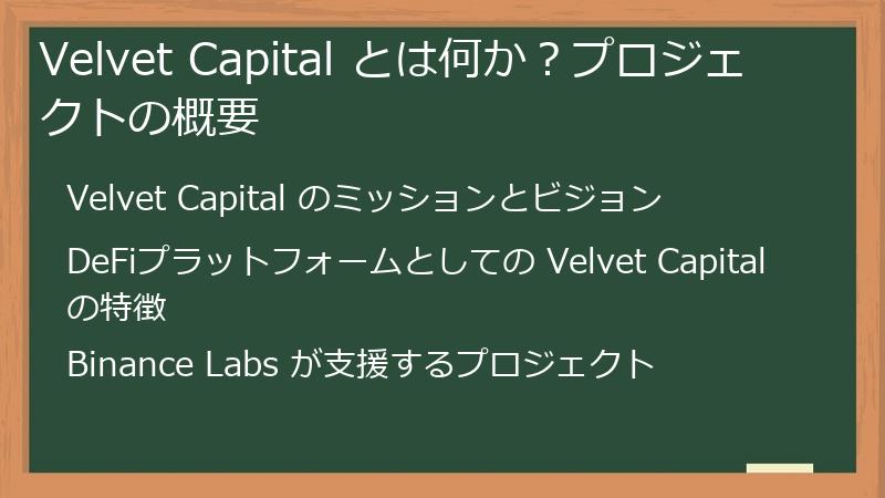 Velvet Capital とは何か？プロジェクトの概要