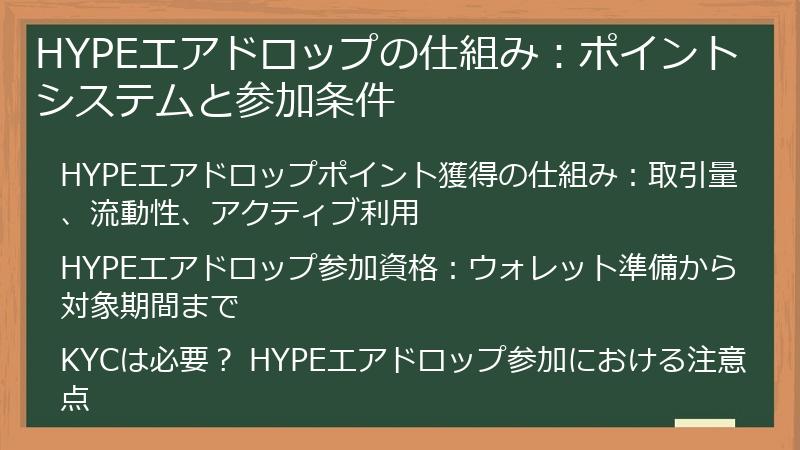HYPEエアドロップの仕組み：ポイントシステムと参加条件