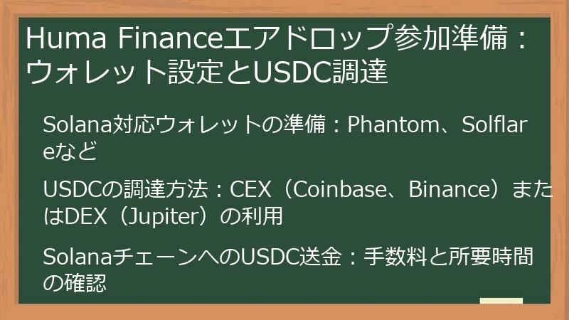 Huma Financeエアドロップ参加準備：ウォレット設定とUSDC調達