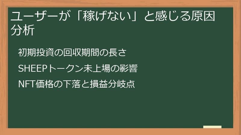 ユーザーが「稼げない」と感じる原因分析
