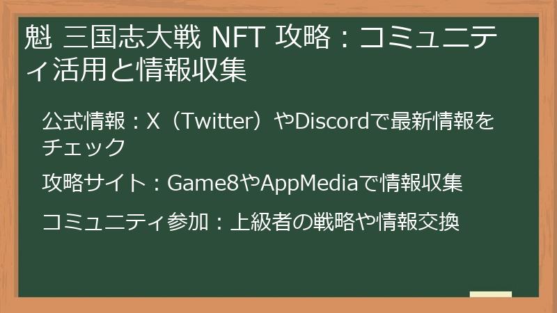 魁 三国志大戦 NFT 攻略：コミュニティ活用と情報収集
