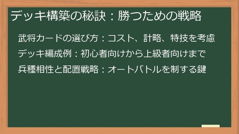 デッキ構築の秘訣：勝つための戦略