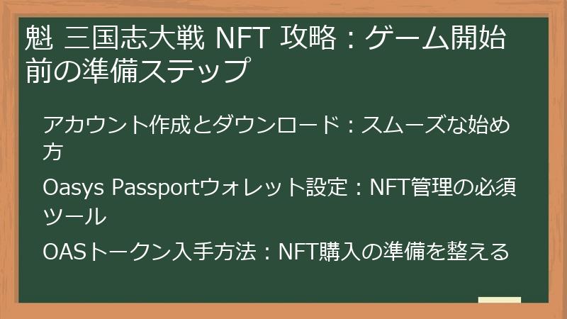 魁 三国志大戦 NFT 攻略：ゲーム開始前の準備ステップ