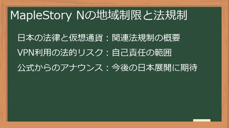 MapleStory Nの地域制限と法規制