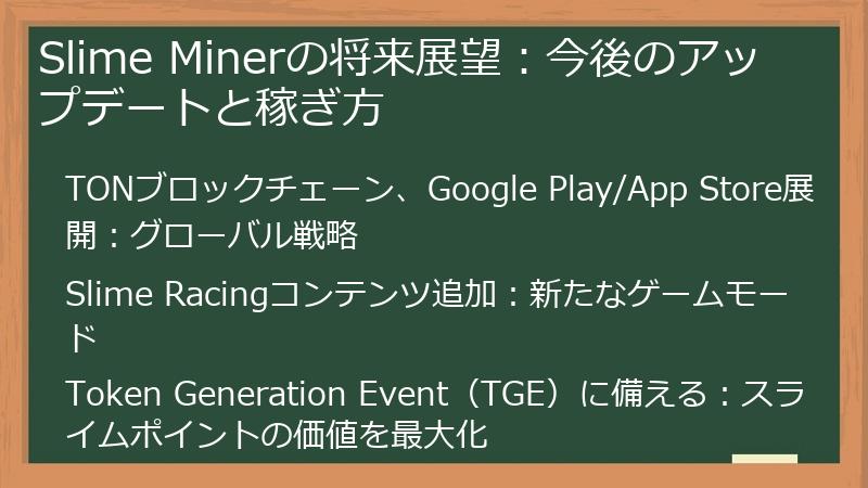 Slime Minerの将来展望：今後のアップデートと稼ぎ方