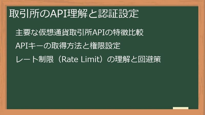 取引所のAPI理解と認証設定