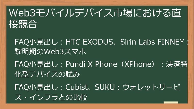 Web3モバイルデバイス市場における直接競合