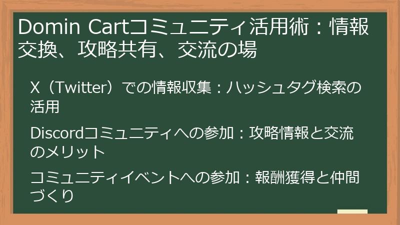 Domin Cartコミュニティ活用術：情報交換、攻略共有、交流の場