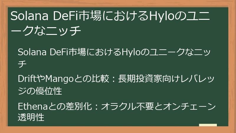 Solana DeFi市場におけるHyloのユニークなニッチ