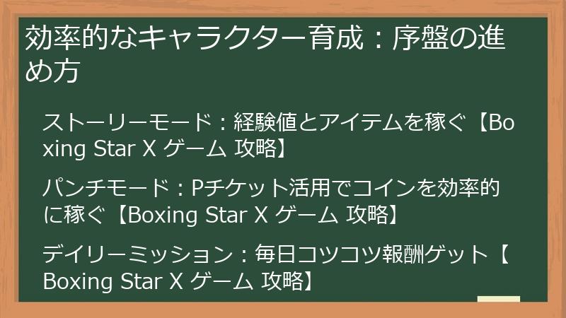 効率的なキャラクター育成：序盤の進め方