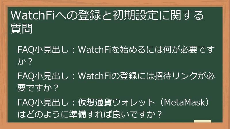 WatchFiへの登録と初期設定に関する質問