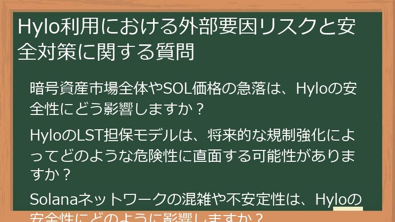 Hylo利用における外部要因リスクと安全対策に関する質問