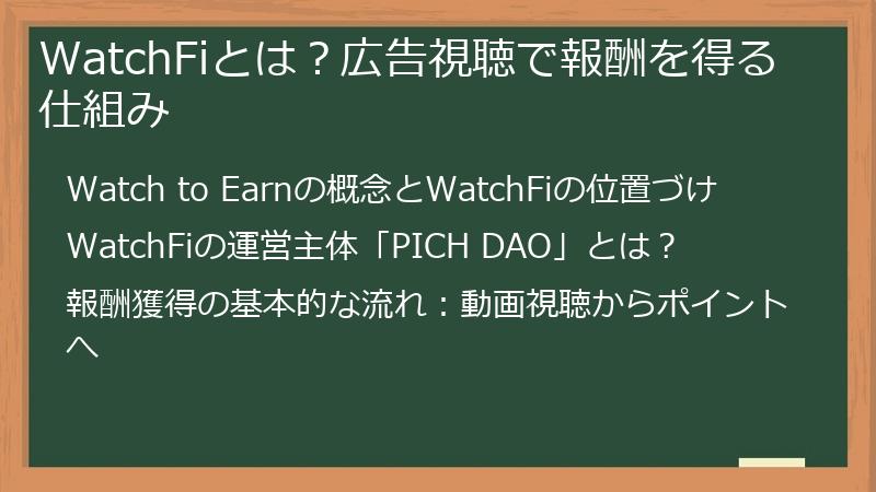 WatchFiとは？広告視聴で報酬を得る仕組み