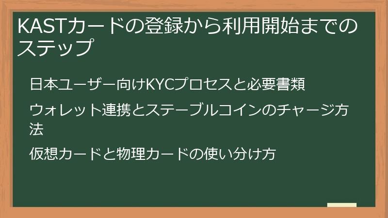 KASTカードの登録から利用開始までのステップ