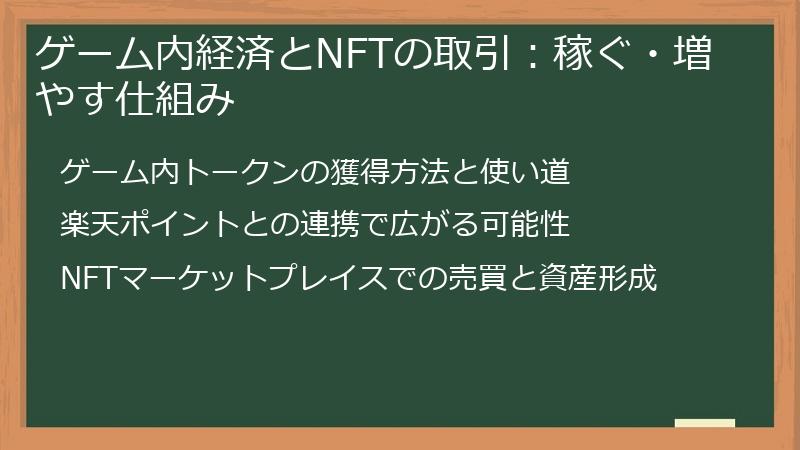 ゲーム内経済とNFTの取引：稼ぐ・増やす仕組み