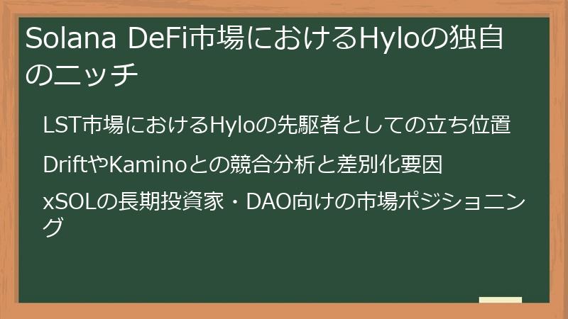 Solana DeFi市場におけるHyloの独自のニッチ