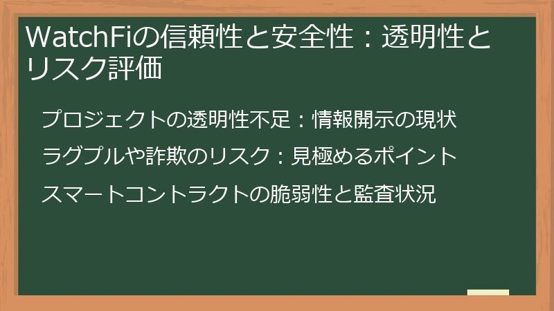 WatchFiの信頼性と安全性：透明性とリスク評価